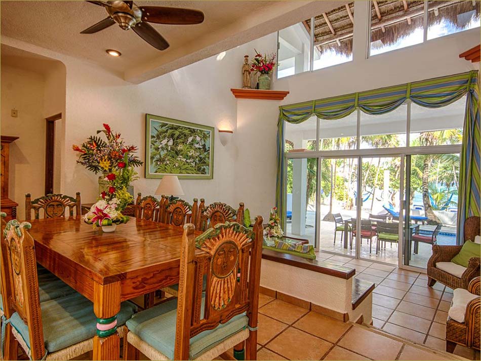 Colorful furnishings throughout this self-catering villa in Akumal Mexico.